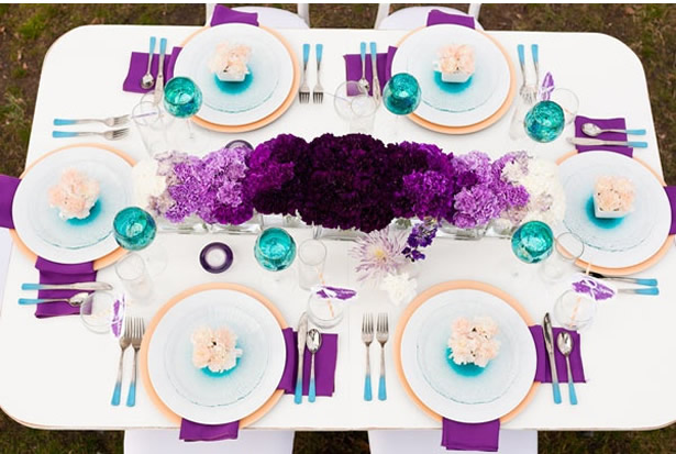 Orchid accents paired with turquoise