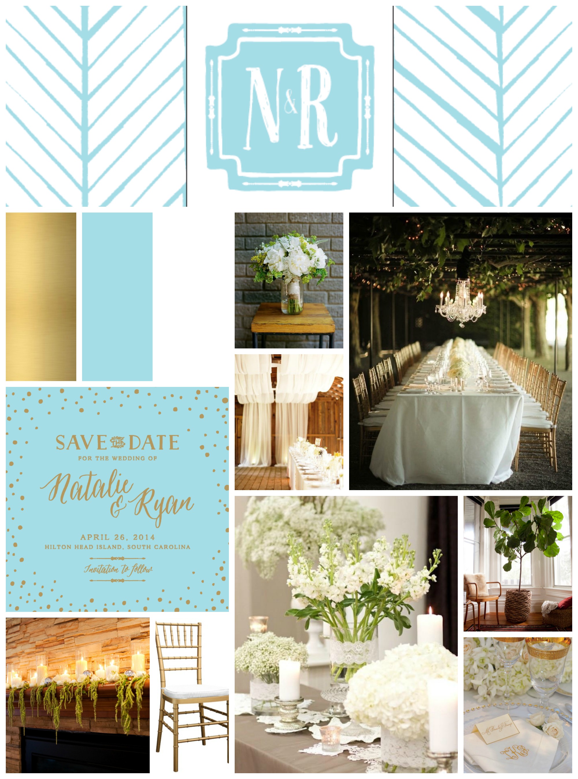 Tiffany Blue Gold White Wedding Mood Board